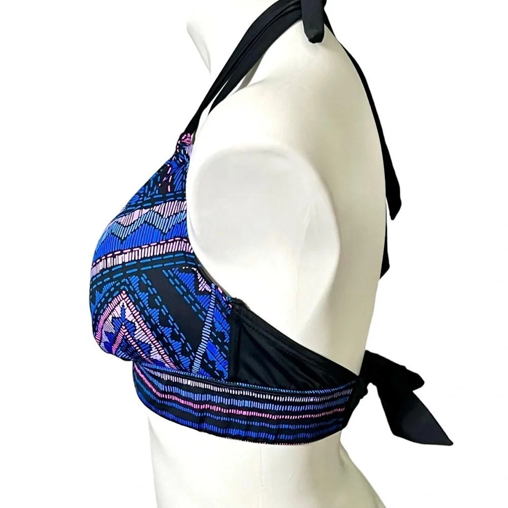 Swimsuits For All Patterned Bikini Top Size 10 Blue/Purple - Picture 3 of 5